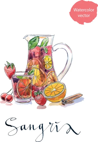 Refreshing sangria (punch) — Stock Vector