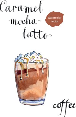 Karamel latte krem şanti ile kahve bardak