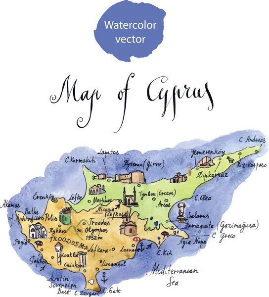 Carte des attractions de Chypre — Image vectorielle