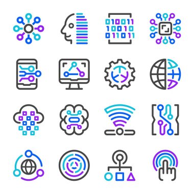 İnsanlar ince çizgi simgesi kümesi, vektör ve resimleme