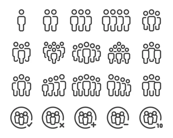 Люди Тонкая Линия Иконка Набор Вектор Иллюстрация Стоковая Иллюстрация