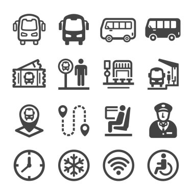bus simgesi seti, vektör ve illüstrasyon