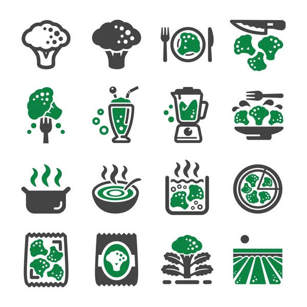 Broccoli Icoon Set Vector Illustratie — Stockvector