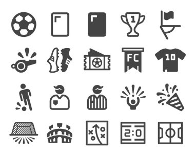 futbol ve futbol ikonu seti, vektör ve illüstrasyon