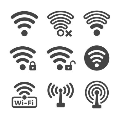wifi simgesi seti, vektör ve illüstrasyon