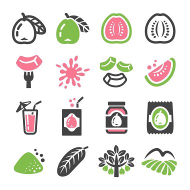 guava simgesi seti, vektör ve illüstrasyon