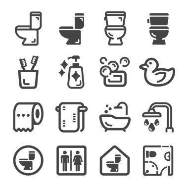 banyo simgesi seti, vektör ve illüstrasyon