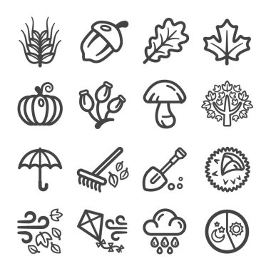 sonbahar çizgisi simgesi seti, vektör ve illüstrasyon