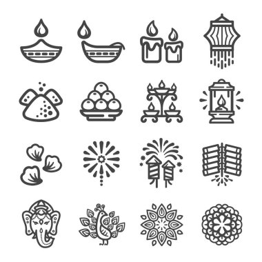 diwali simgesi seti, vektör ve illüstrasyon