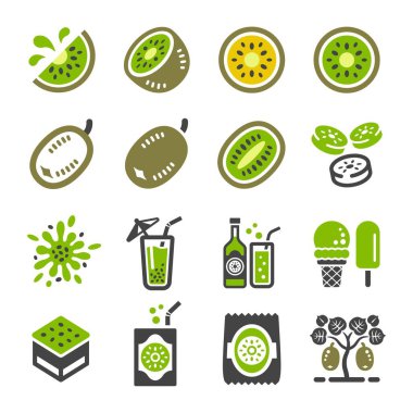 kiwi simgesi seti, vektör ve illüstrasyon