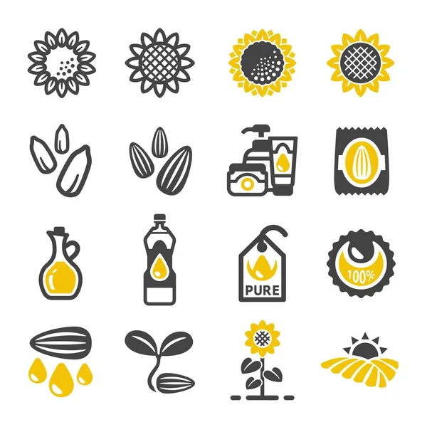 Zonnebloem Icoon Set Vector Illustratie — Stockvector