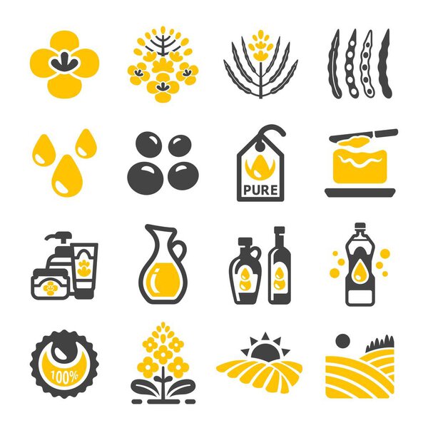 rapeseed icon set,vector and illustration