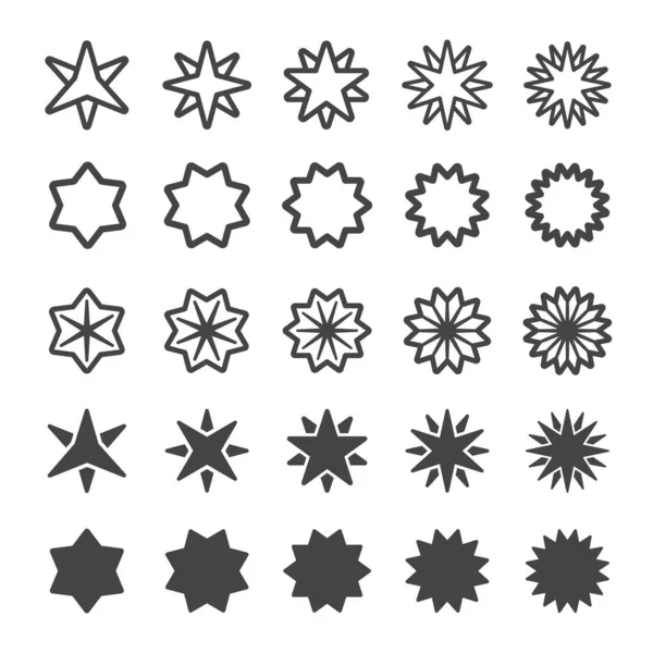 Set Icone Stellari Più Punte Vettore Illustrazione — Vettoriale Stock