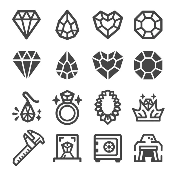 Sada Diamantových Ikon Vektor Ilustrace — Stockový vektor