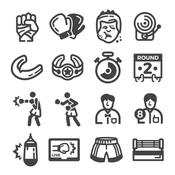 Set Icone Boxe Vettore Illustrazione — Vettoriale Stock