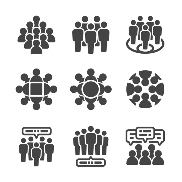 Conjunto Iconos Multitud Vector Ilustración — Vector de stock