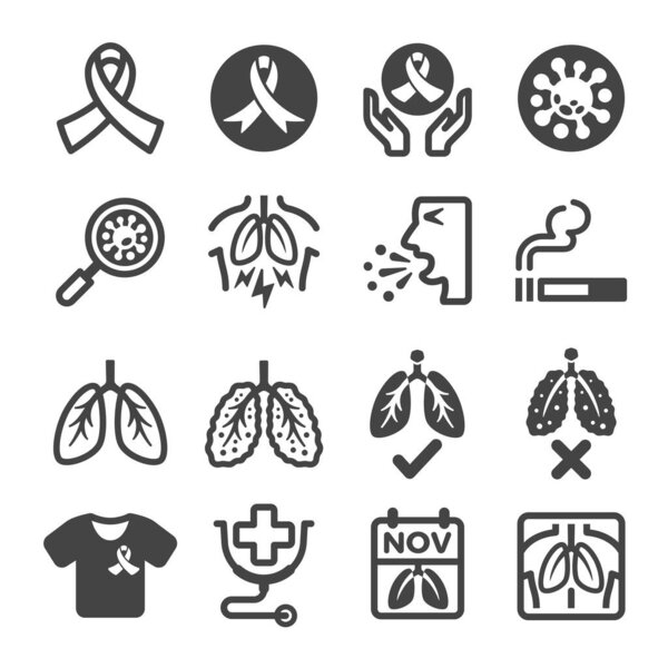 lung cancer icon set,vector and illustration