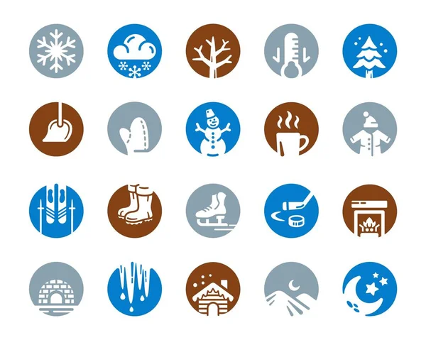 Conjunto Iconos Invierno Vector Ilustración — Archivo Imágenes Vectoriales