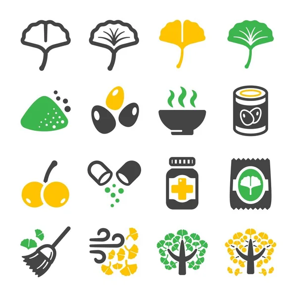 Ginkgo Icoon Vector Illustratie — Stockvector