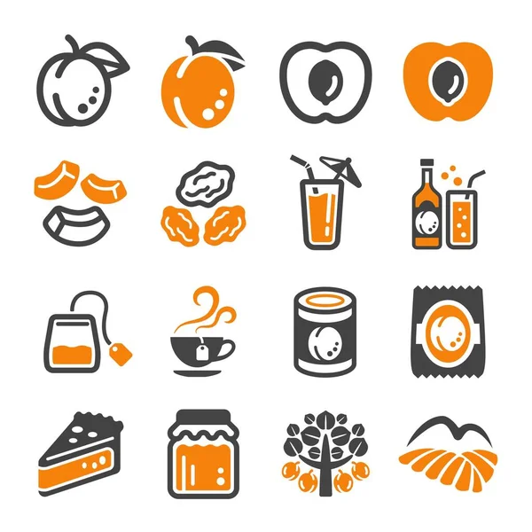 Abrikozenpictogram Set Vector Illustratie — Stockvector