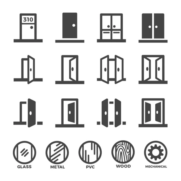 Набор Значков Дверей Вектор Иллюстрация Лицензионные Стоковые Векторы