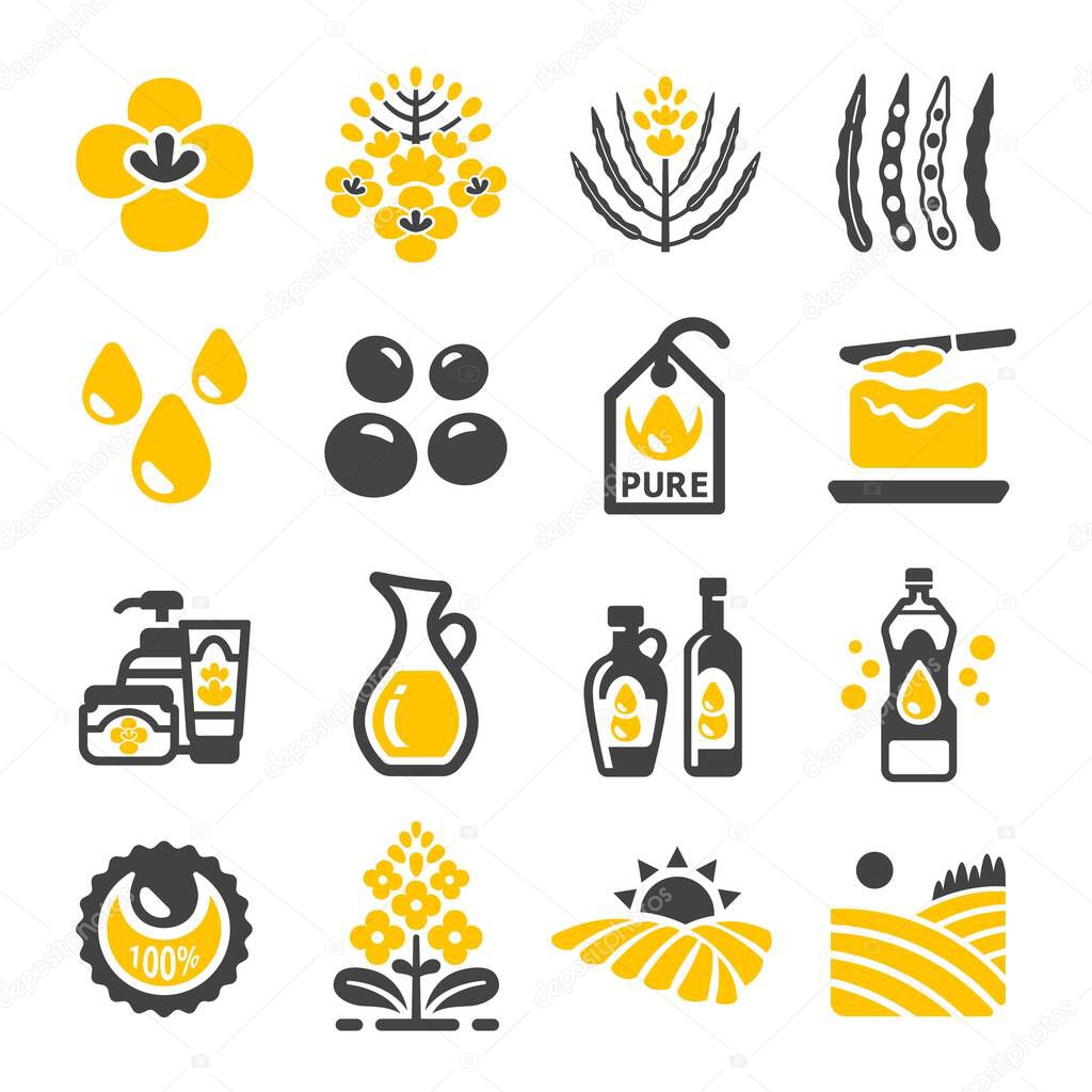 rapeseed icon set,vector and illustration