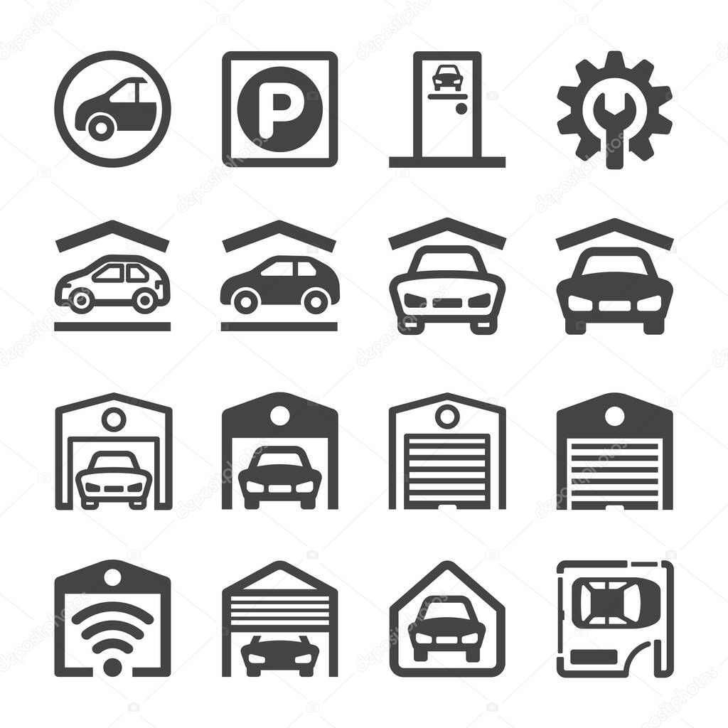 Garage icon set,vector and illustration