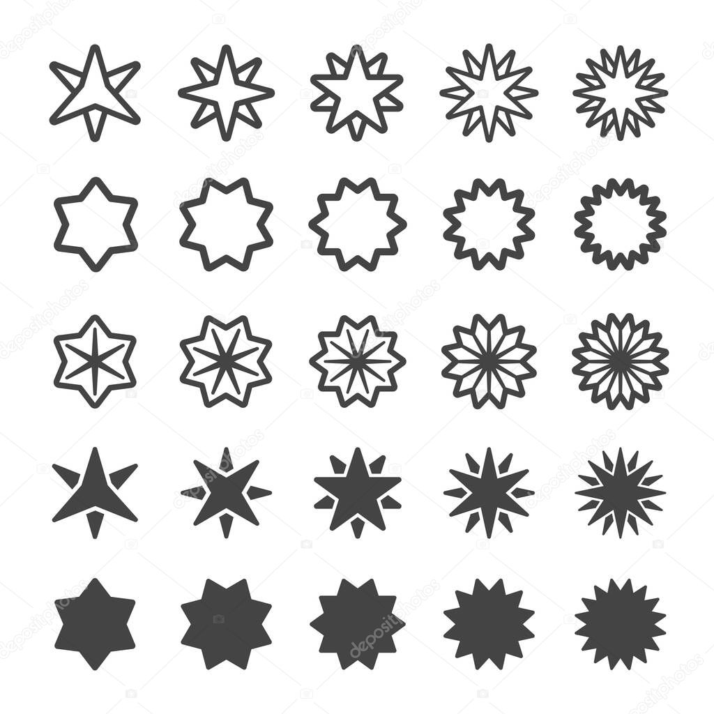 Multi pointed star icon set,vector and illustration