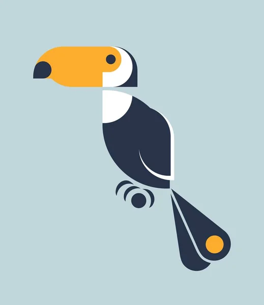 Stylizowany Tukański Ptak Minimalistycznych Formach Geometrycznych Ilustracja Wektora — Wektor stockowy