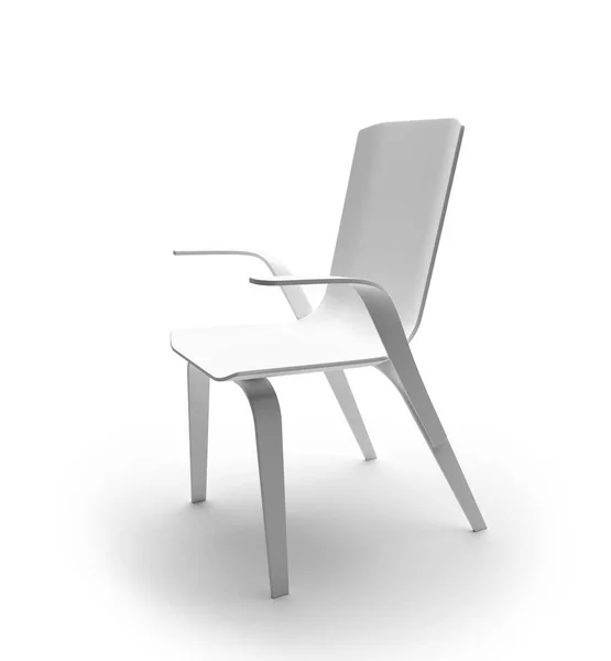 Ξύλινη Καρέκλα Γκρι Χρώμα Λευκό Φόντο Μοντέλο — Φωτογραφία Αρχείου