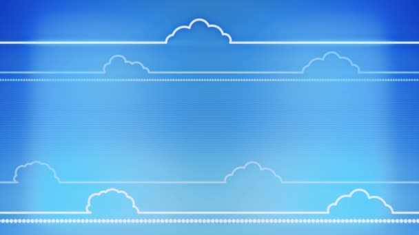 Облака стилизовали плоскую анимацию на синем фоне — стоковое видео