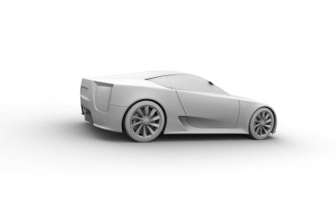 Spor araba 3d modeli. Kil render.