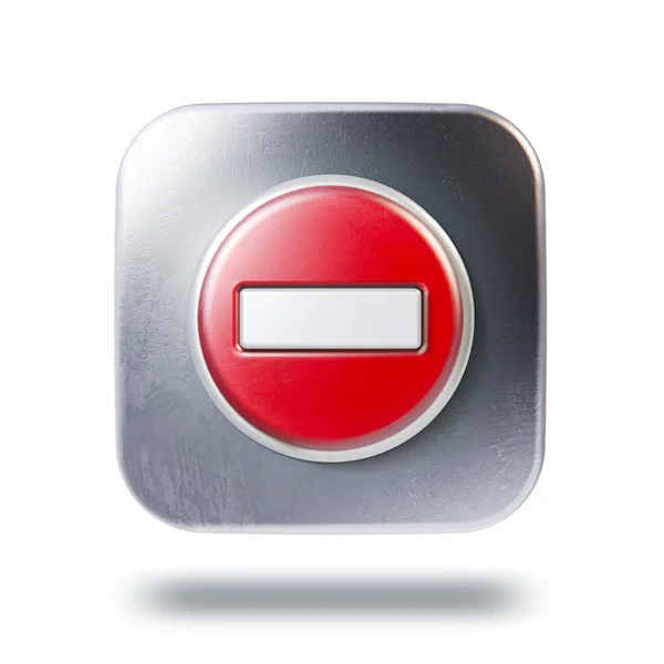 Scratched metallic square icon with "no entry" symbol isolated o — Stock Photo, Image