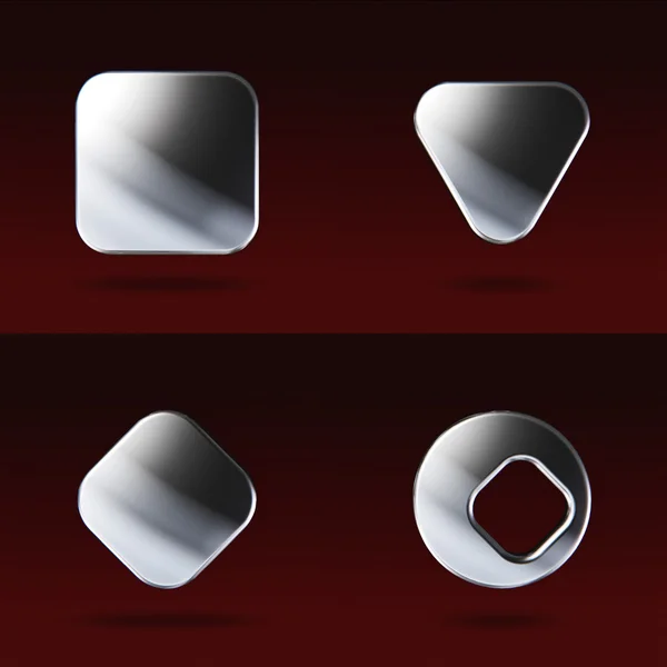 Ícones metálicos definidos no fundo vermelho escuro — Fotografia de Stock