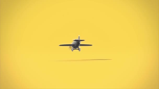 Vintage-Spielzeugflugzeug landet auf dem Boden 3D-Animation — Stockvideo