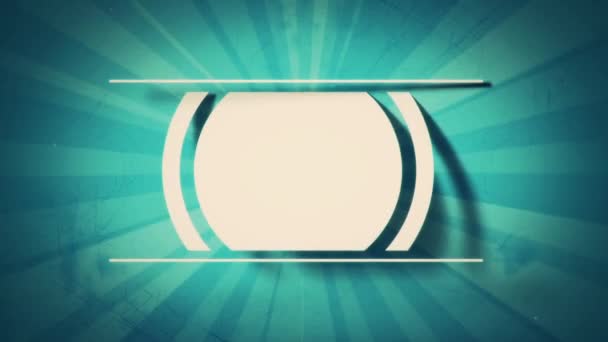 色付きの背景にビンテージの様式化されたソリッド要素平面アニメーション — ストック動画
