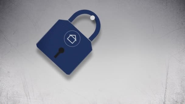 Abstract lock with house symbol flat animation. — Stock Video