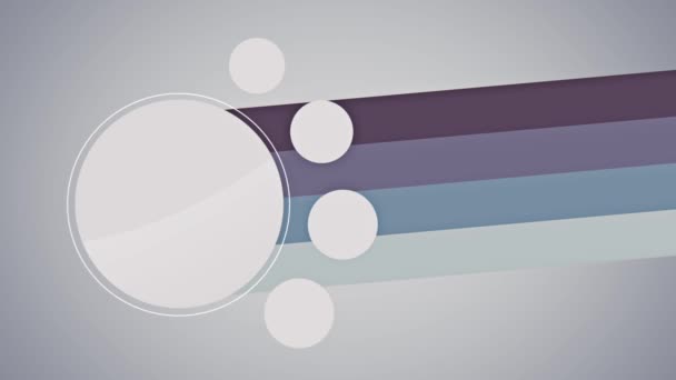 Círculos blancos con líneas de colores etiquetan animación plana sobre fondo gris — Vídeos de Stock