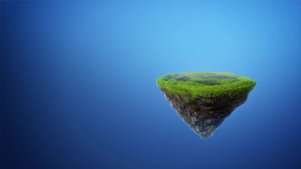 Astratto isola rocciosa volante con animazione erba 3d — Video Stock