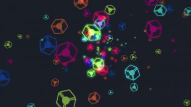 Soyut uçan renkli kızdırma küp şekil parçacıklar