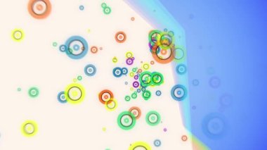 Renkli kızdırma uçan soyut geometrik mavi katı parçacıklar animasyon daireler