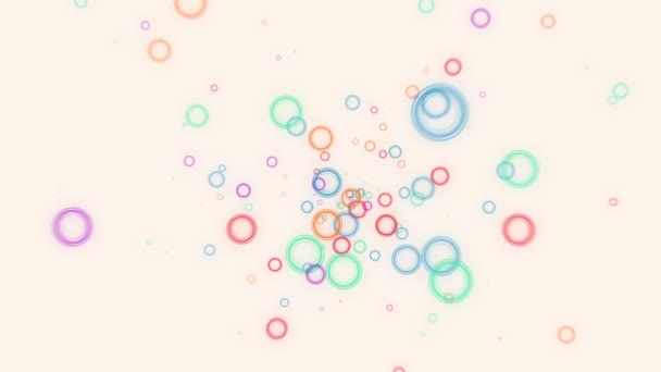 Astratto volare colorato bagliore cerchi particelle animazione — Video Stock
