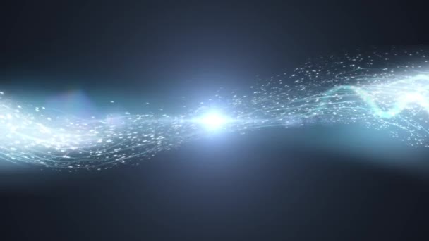 Flux d'onde d'énergie bleue et animation des particules — Video