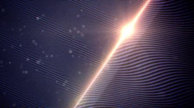 Soyut dalga akışı mavi artalanla parçacıklar ve çapraz lens flare animasyon