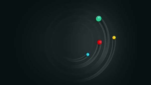 Esferas coloridas abstratas orbitam símbolo de animação — Vídeo de Stock