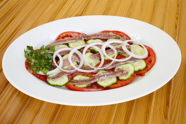 Filetes de anchoa salados con especias y hierbas mediterráneas —  Fotos de Stock