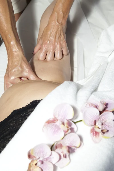 Skönhet och Anti-cellulit massage med orkidéer — Stockfoto