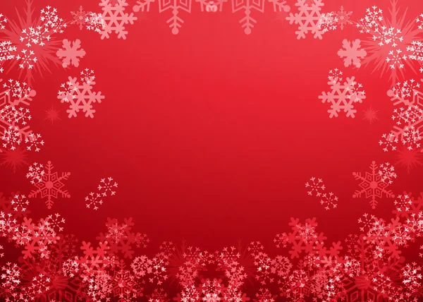 Fondo rojo de Navidad con copos de nieve — Foto de Stock