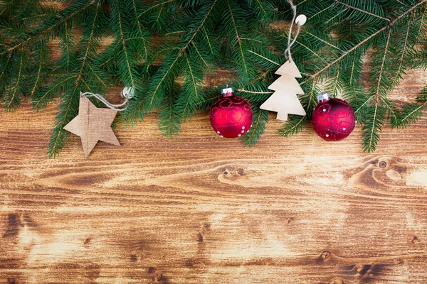 Weihnachten Grenze auf Holz Hintergrund — Stockfoto