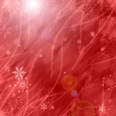 bir kar taneleri ile kırmızı Noel arka plan